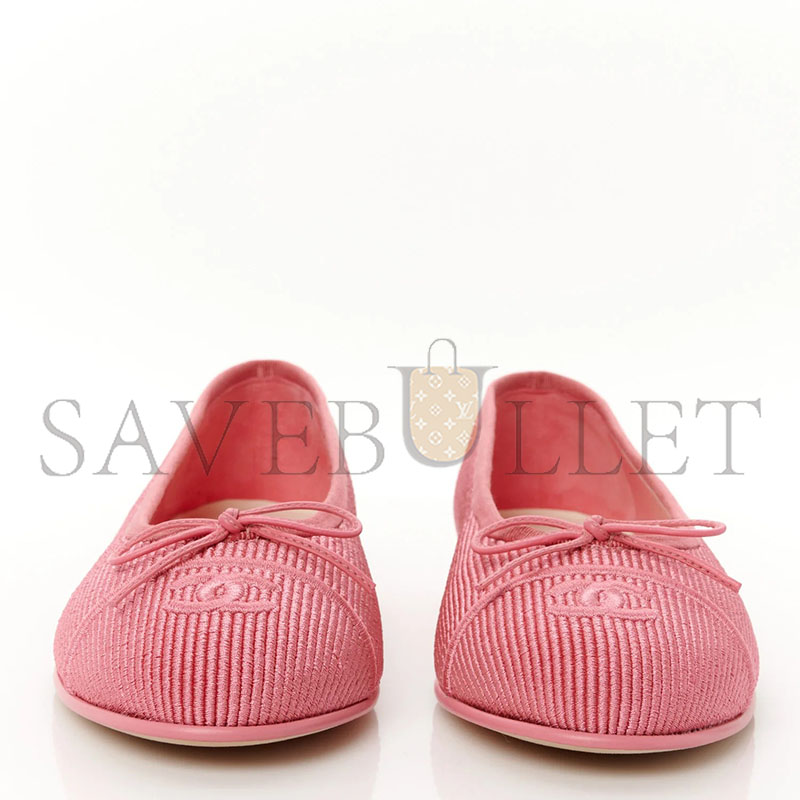 CHANEL EMBROIDERED FABRIC CAP TOE CC BALLERINA FLATS 